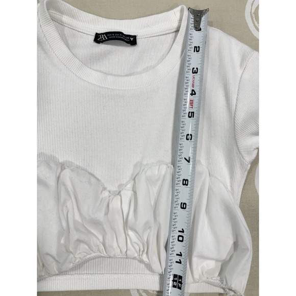 Zara White Crop Top Wrap Tie Bustier Corset Style Cotton Tee S Y2K - Picture 10 of 10